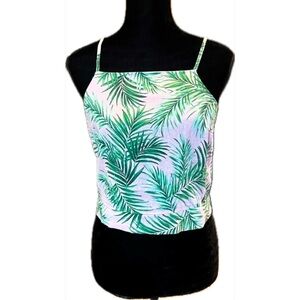 NWT Kensie Jeans Tropical Green Leaf Print Top
